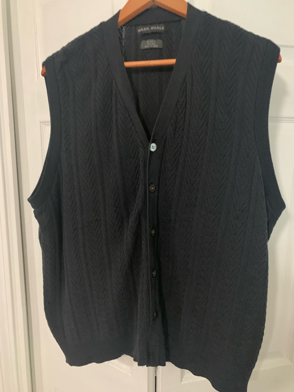 Mark Shale Women's Navy Cable Knit Button-Front Vest